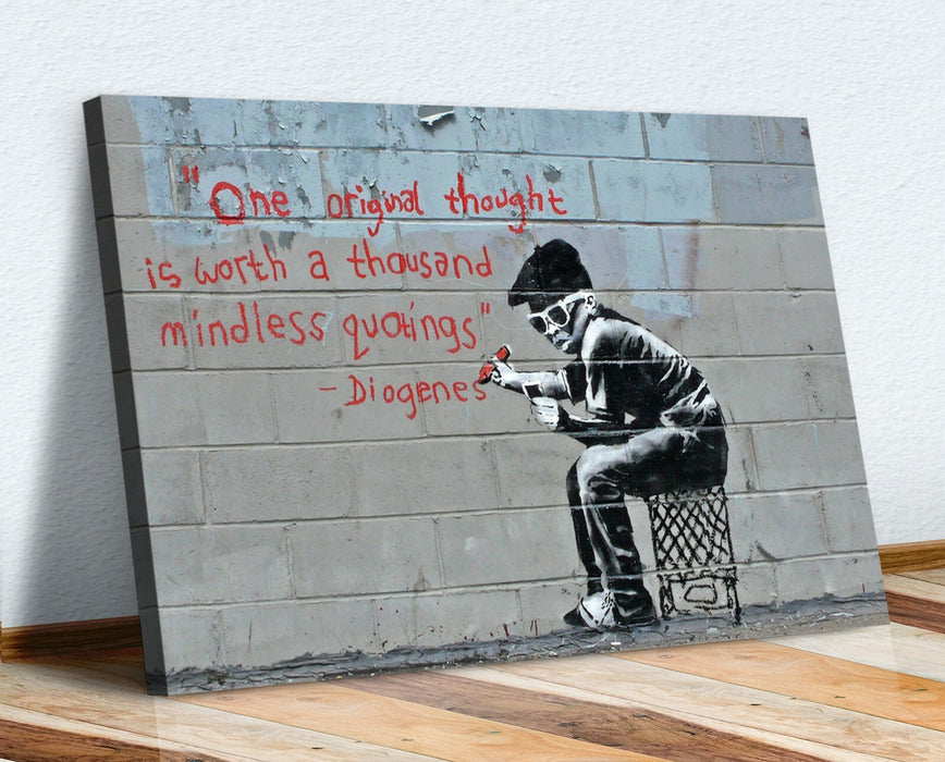 BANKSY CANVAS STREET WALL ART PRINT ARTWORK - ORIGINAL THOUGHT