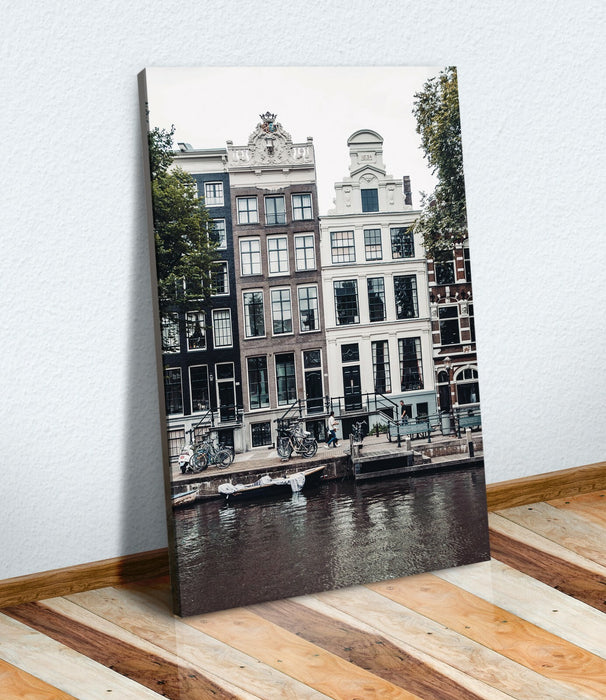 Canvas Wall Art – Amsterdam Street Scene Canal | Deep Frame Canvas Print