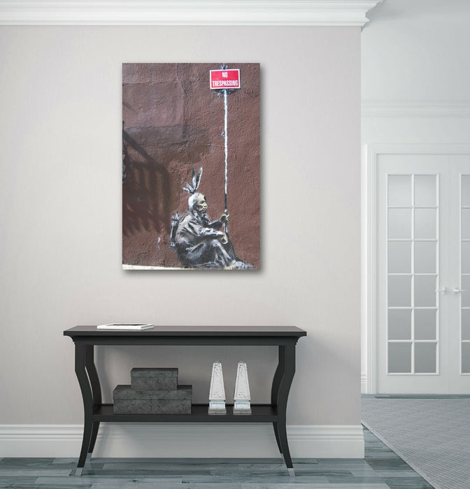 BANKSY STYLE - NO TRESPASSING -  CANVAS STREET WALL ART PRINT ARTWORK