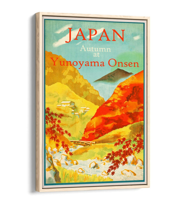 Vintage Japan Travel Poster - Retro Canvas Art With Float Effect Frame & Vibrant Color Print