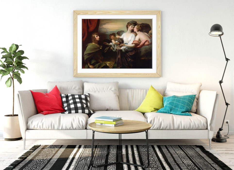 Framed Wall Art Poster - Benjamin West Helen Brought to Paris Print with Wood Grain Frame