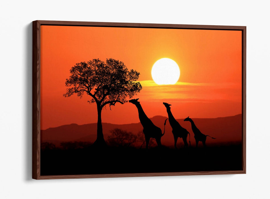 Safari Canvas Wall Art – African Landscape With Giraffes | Float Effect Print