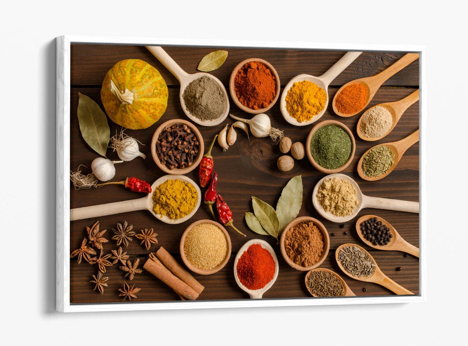 Canvas Wall Art - Herbs And Spices Wooden Spoon Print | Kitchen Wall Decor, Ready To Hang