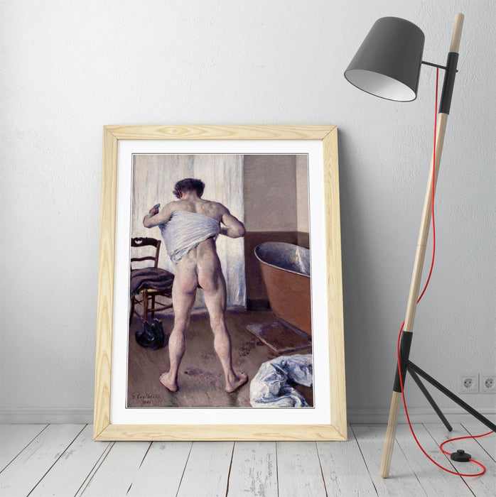 Framed Wall Art Poster - Gustave Caillebotte Man At His Bath, Matte Paper Print