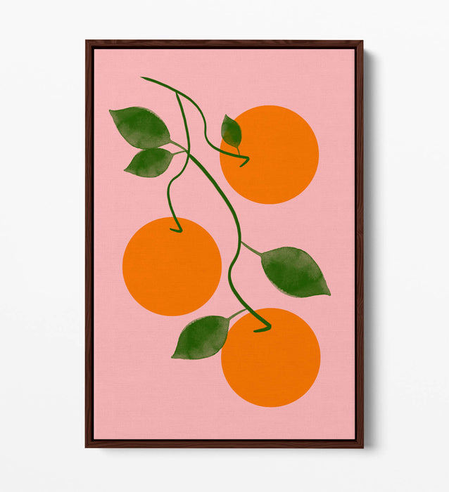 ORANGES ON VINE TRENDY MINIMALIST KITCHEN  -FLOAT EFFECT CANVAS WALL ART PRINT