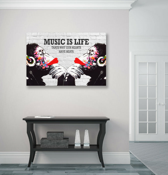 MONKEY DJ BANKSY MUSIC IS LIFE CANVAS STREET WALL ART PRINT ARTWORK GORILLA FF