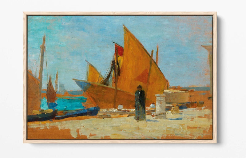 Float Effect Canvas Art - Yellow Sails Handmade Wall Decor with Deep Frame