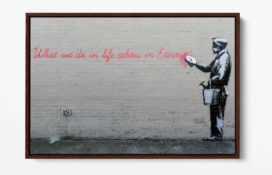 BANKSY WHAT WE DO IN LIFE -FLOAT EFFECT CANVAS WALL ART PIC PRINT- RED