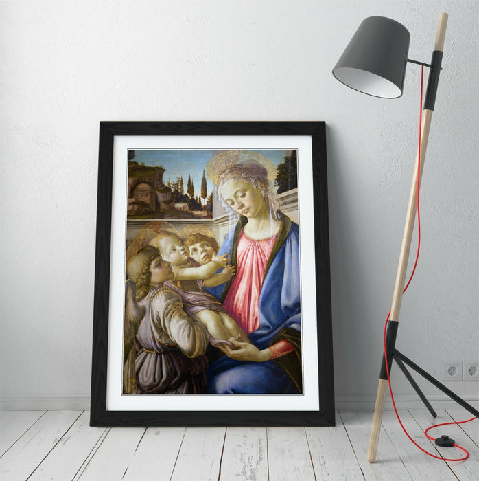 Framed Artwork Print - Botticelli Virgin Painting With Two Angels | Handmade UK Frames