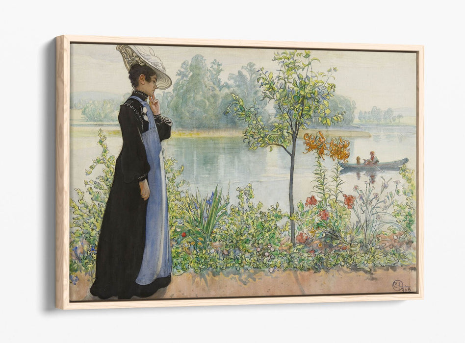 Canvas Wall Art Carl Larsson Karin At The Shore | Handmade Float Effect Print