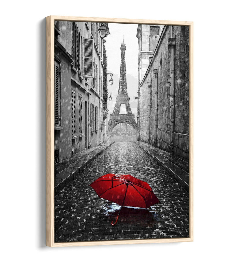 Canvas Wall Art – Paris Red Umbrella Print | Float Effect Canvas, Ready to Hang