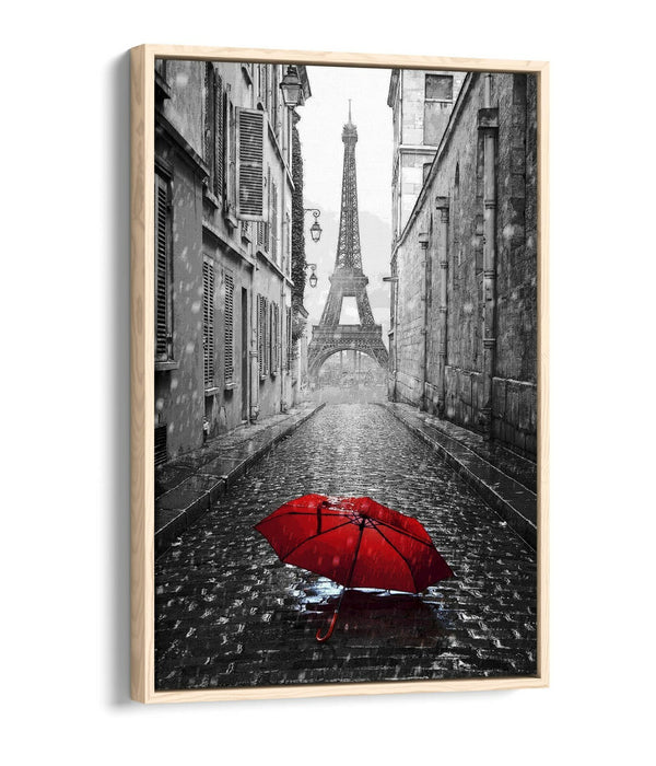 Canvas Wall Art – Paris Red Umbrella Print | Float Effect Canvas, Ready to Hang
