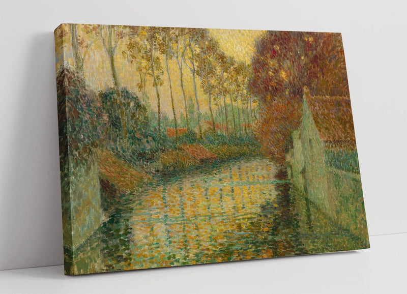 Canvas Wall Art – Henri Le Sidaner Autumn Canal Painting on Handmade Canvas Print