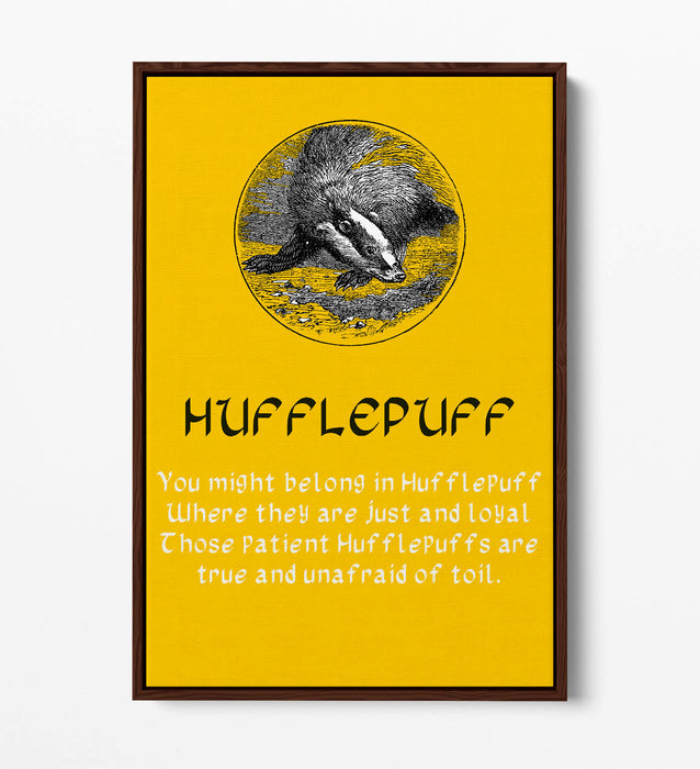 HARRY POTTER HUFFLEPUFF QUOTE SLOGAN HOGWART -FLOAT EFFECT CANVAS WALL ART PRINT