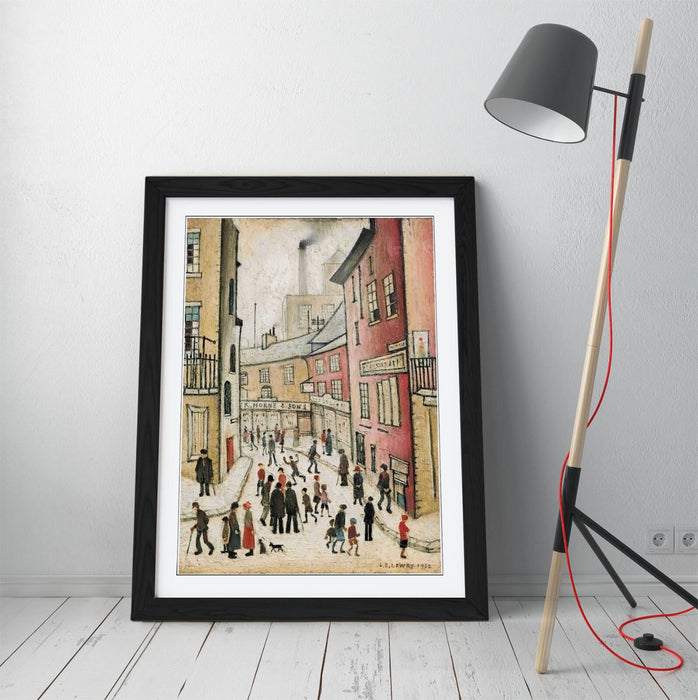 an old street CANVAS WALL ART PICTURE PRINT PAINTING FRAMED Ls Lowry Style
