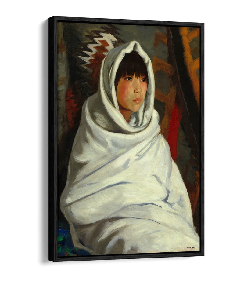 Canvas Wall Art Print - Girl in White Blanket | Handmade Float Effect Canvas