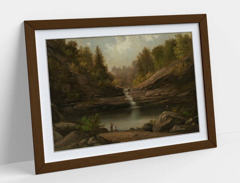 Framed Wall Art - Robert S Duncanson Mountain Pool Print with Faux Wood Frame