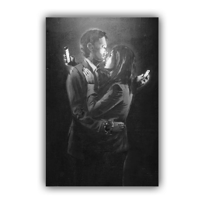MOBILE LOVERS PORTRAIT -  CANVAS STREET WALL ART PRINT ARTWORK BANKSY STYLE