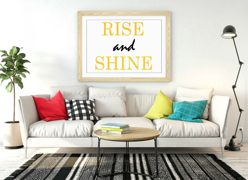 "RISE AND SHINE" INSPIRATIONAL BEDROOM QUOTE -FRAMED WALL ART PICTURE PRINT