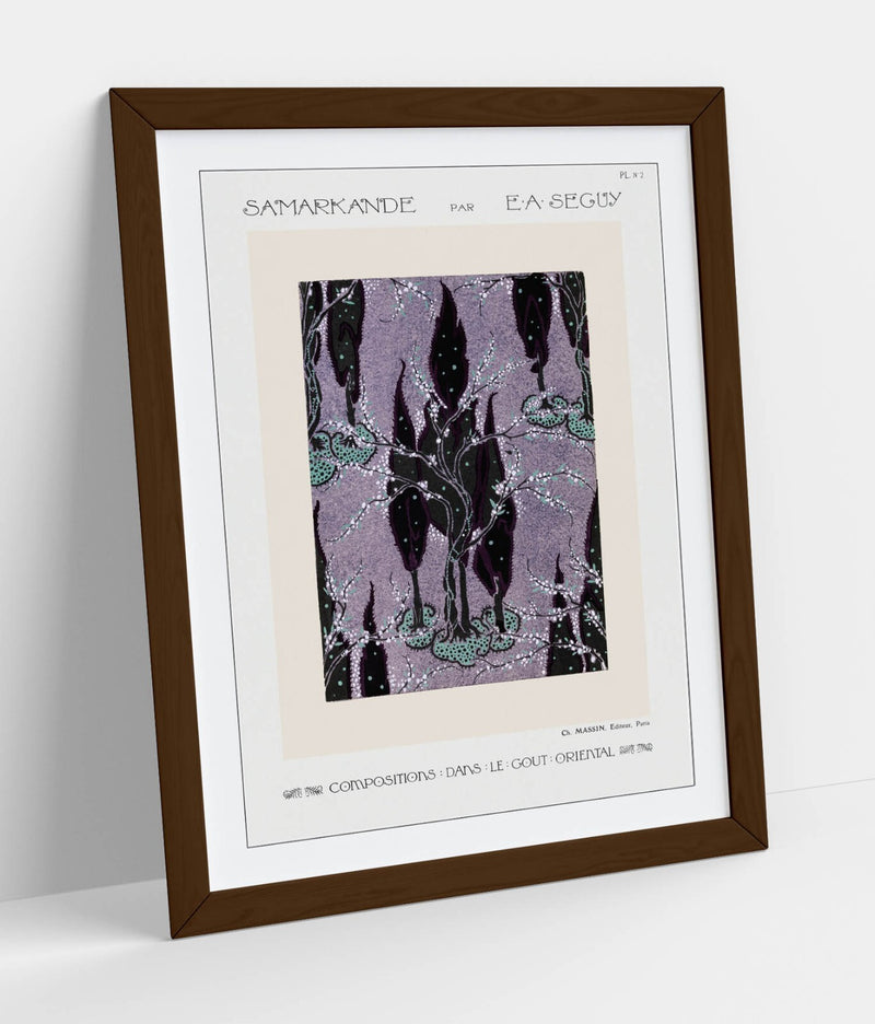Framed Wall Art - Tree Pochoir Pattern Oriental Home Decor Poster Print 4 Sizes