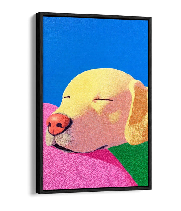 Labrador Canvas Art – Cute Sleeping Dog Wall Art With Premium Float Frame