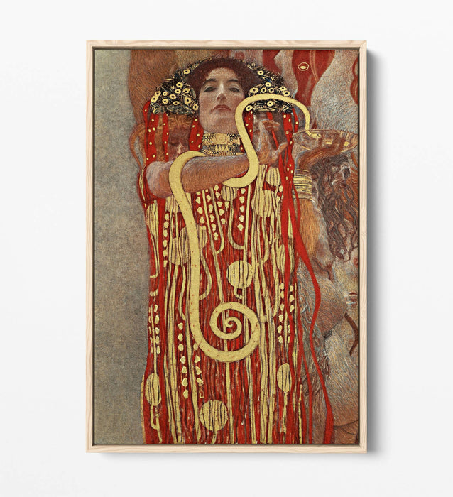 KLIMT HYGIEIA GODDESS OF HEALTH -FLOAT EFFECT CANVAS WALL ART PIC PRINT- GOLD