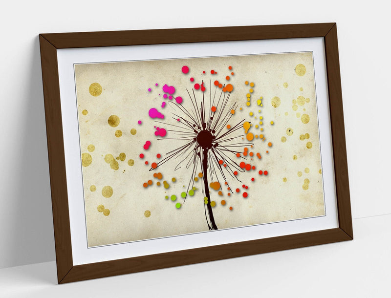 Dandelion Art Print - Colorful Floral Print Framed Wall Art | Ready To Hang Picture