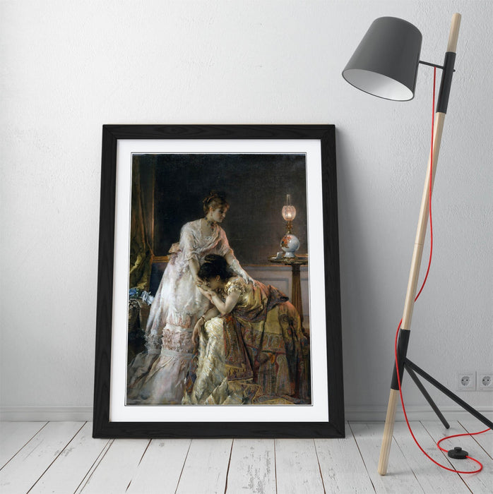 Framed Wall Art - Alfred Stevens After The Ball Poster Print With Wood Grain Frame