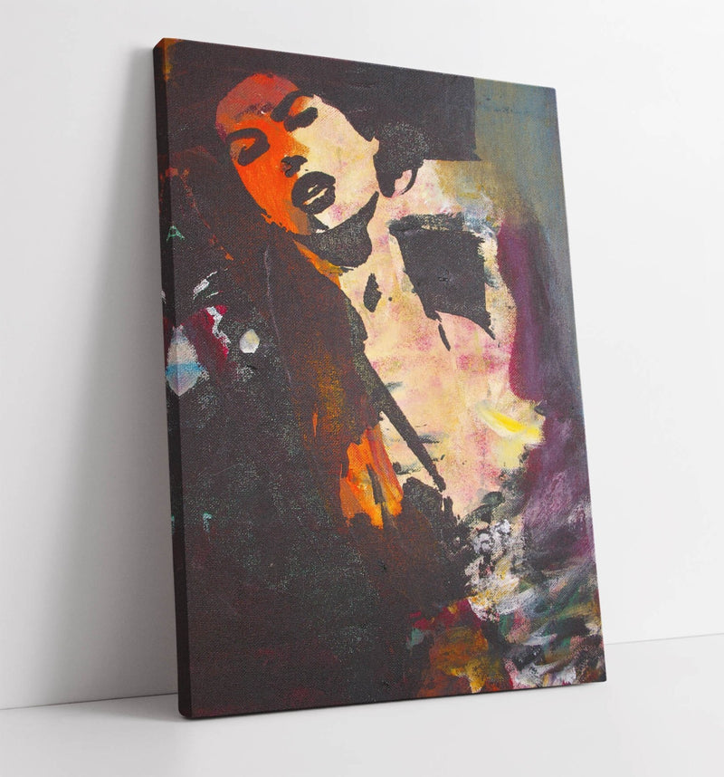 Abstract Graffiti Canvas - Multicolour Portrait Woman Wall Art Print Ready to Hang