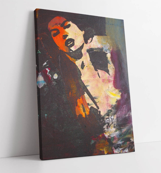 Abstract Graffiti Canvas - Multicolour Portrait Woman Wall Art Print Ready to Hang