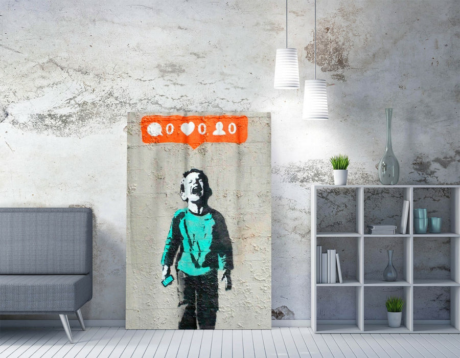 BANKSY "NO SOCIAL MEDIA" -CANVAS WALL ART PICTURE PRINT- GRAFFITI STREETART