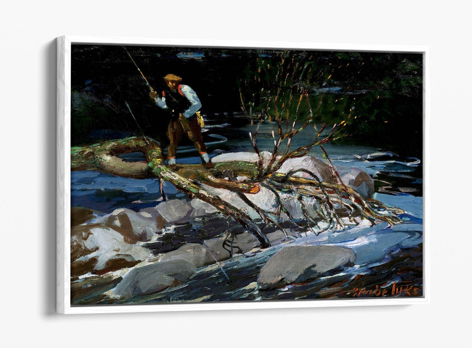 Canvas Wall Art - George Benjamin Luks Trout Fishing Painting | Premium Float Effect Frame