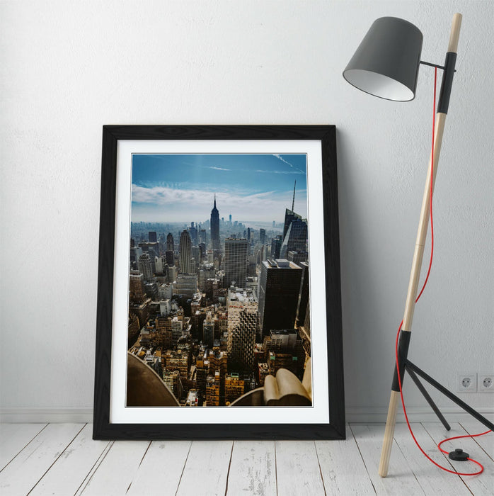 NEW YORK CITYSCAPE AERIAL -ART FRAMED POSTER PICTURE PRINT ARTWORK- PHOTOGRAPHY