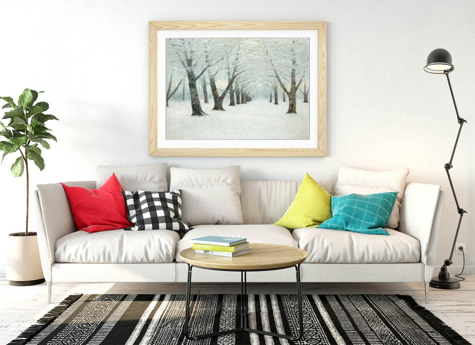 Framed Art Poster - Tunnel Of Trees Print On Matte Paper With Natural Wood Frame
