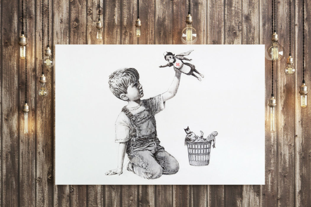 BANKSY GAME CHANGER SUPER NURSE CANVAS WALL ART PRINT ARTWORK GRAFFITI  LND