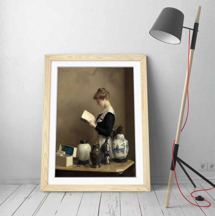 Framed Wall Art - William McGregor Paxton The House Maid Painting Print | Handmade UK Woodgrain Frame