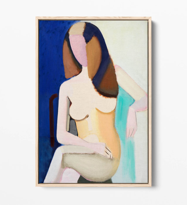 Float Effect Canvas Art – Seated Female Model | Premium Frame, Vibrant Color Prints