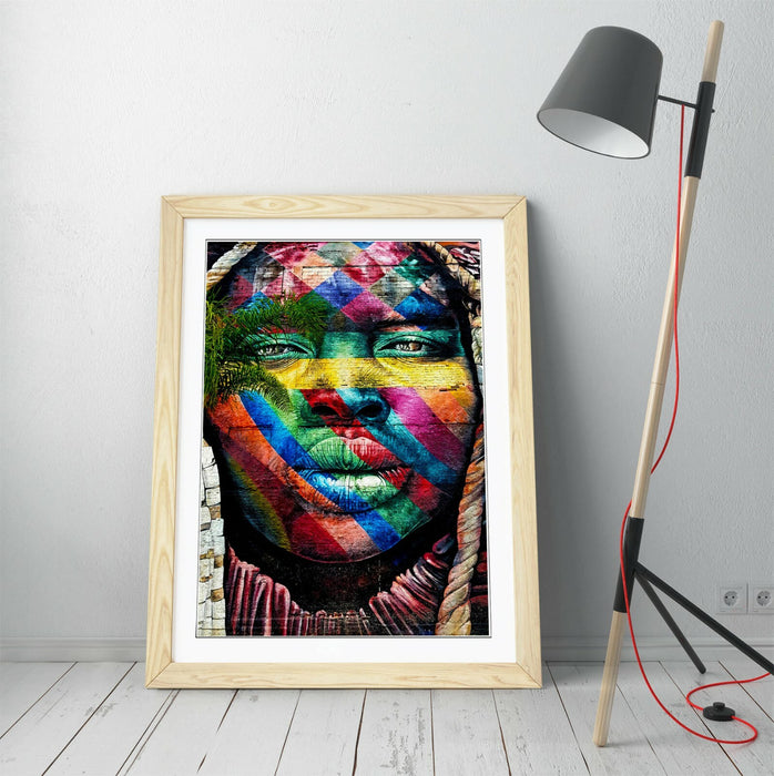BEAUTIFUL BLACK WOMAN RAINBOW GRAFFITI -ART FRAMED POSTER PICTURE PRINT ARTWORK