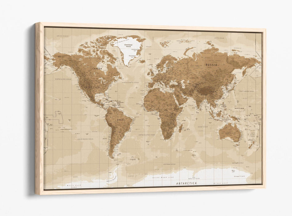 Vintage World Map Canvas – Handmade Canvas Art With Premium Varnish Finish
