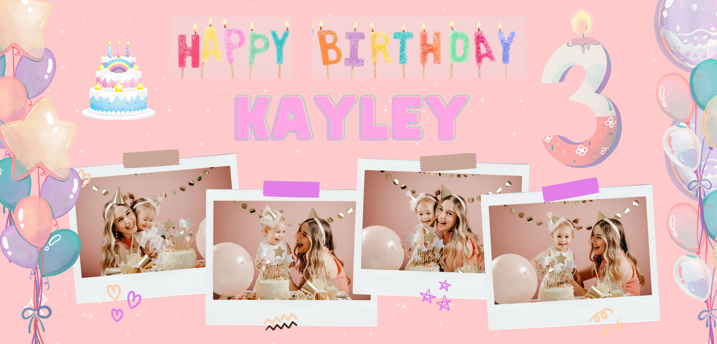 Personalised Birthday Banner - Custom Party Banner With Name For Celebration