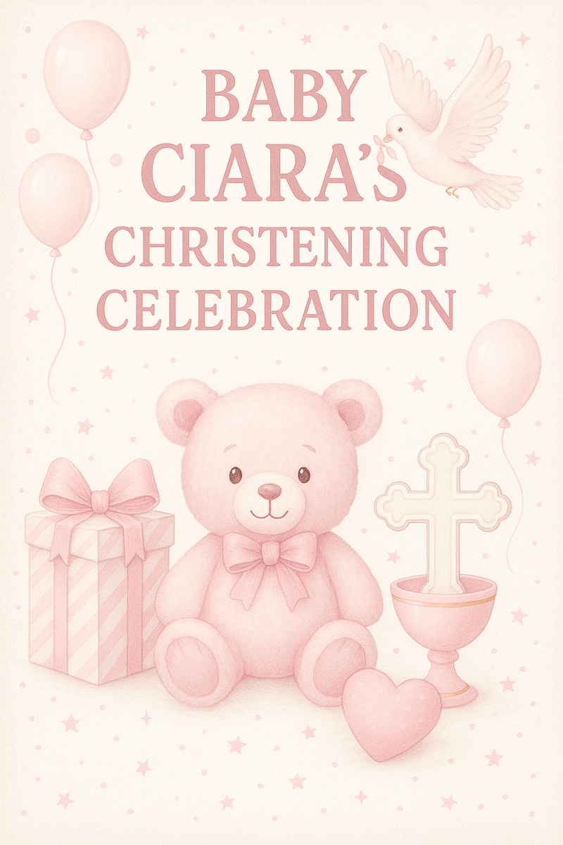 Personalised Christening Banner | Baby Name & Date
