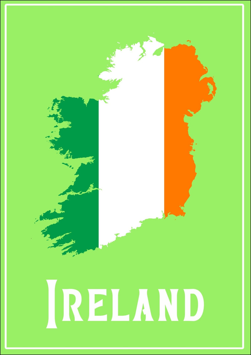 Ireland as The Tricolour Flag - Colorful Wall Art With Woodgrain Frame & Matte Paper Print