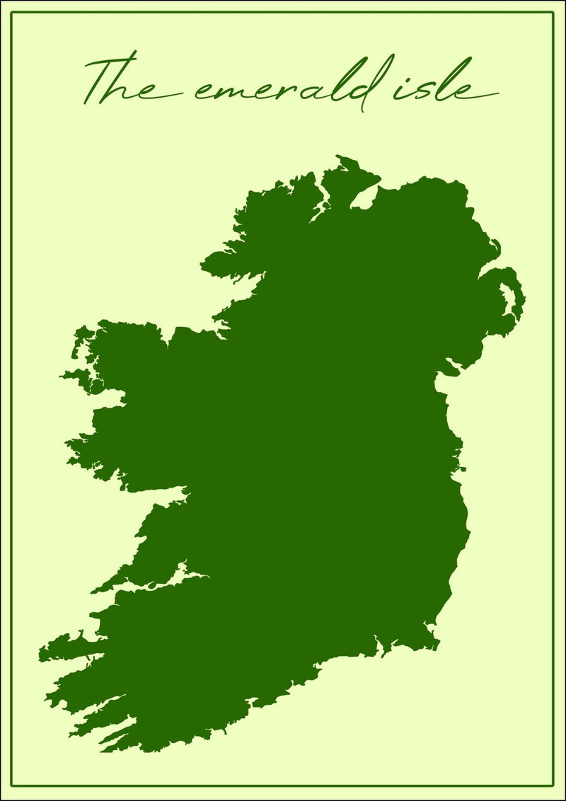 The Emerald Isle - Colorful Wall Art With Woodgrain Frame & Matte Paper Print