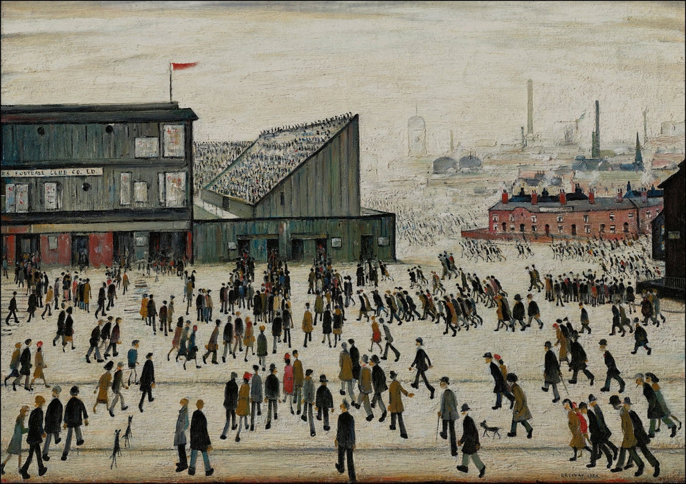 L.S. Lowry Wall Art Print –  L.S. Lowry 'Going to the Match' with Woodgrain Frame - Poster Print and Framed print Available in Black, Walnut, Oak