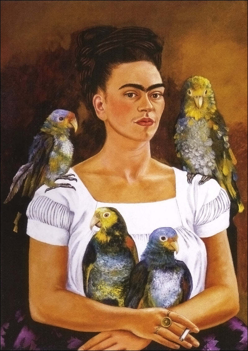 'Me and My Parrots' by Frida Kahlo - Colorful Wall Art With Woodgrain Frame & Matte Paper Print (Copy)