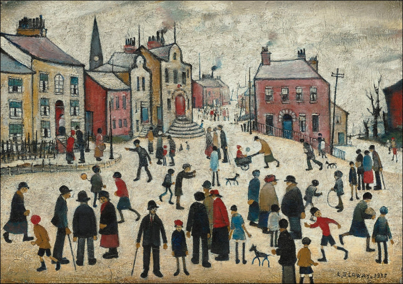 Canvas Wall Art | Handmade LS Lowry 'People Standing About' Painting - Framed Print
