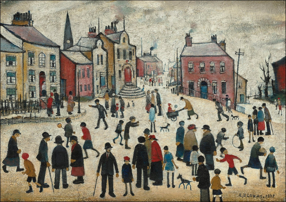 Canvas Wall Art | Handmade LS Lowry 'People Standing About' Painting - Framed Print