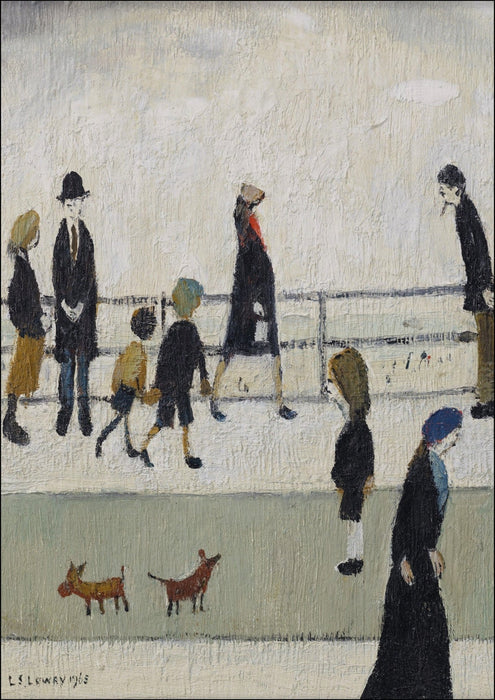 Framed Wall Art Print - LS Lowry 'Promenade' Artwork With Woodgrain Faux Frame & Matte Poster