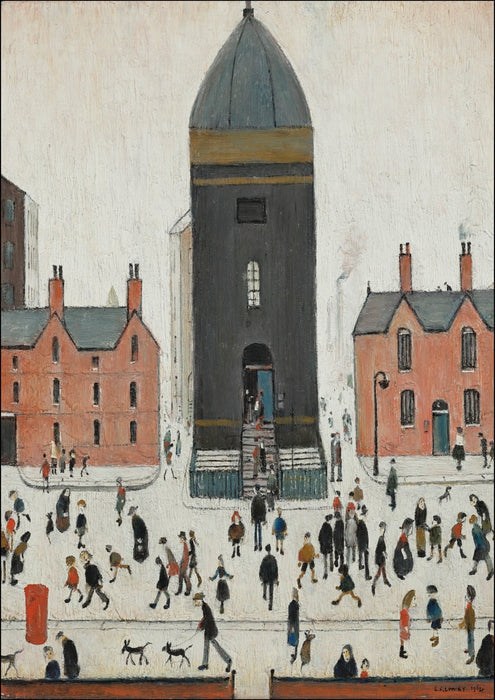 Framed Wall Art Print - L.S. Lowry 'Old Church Tower' On Matte Paper with Black, Walnut, Oak Frame