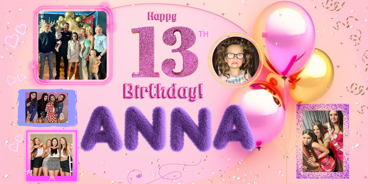 Personalised Birthday Banner - Custom Party Banner With Name For Celebration